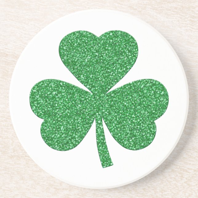 Dessous De Verre En Grès Parties scintillant de la Saint Patrick Shamrock (Devant)