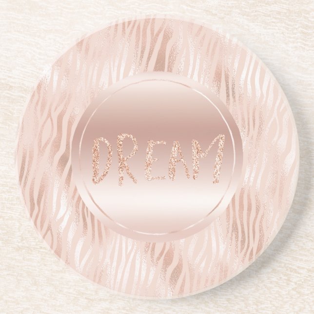 Dessous De Verre En Grès Parties scintillant d'impression Blush Peach Pink  (Devant)
