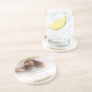 Dessous De Verre En Grès Parties scintillant d'or Nom photo Graduation 2024
