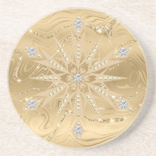 Dessous De Verre En Grès Parties scintillant Or de luxe Snowflake Diamond
