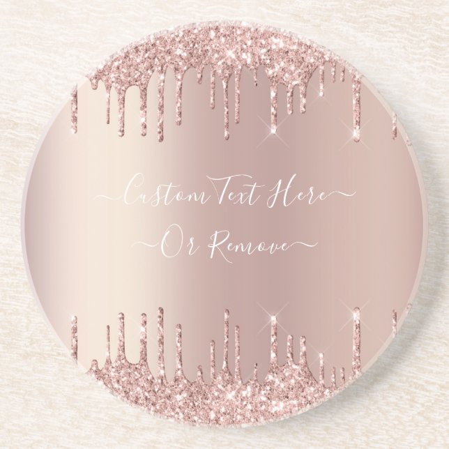 Dessous De Verre En Grès Parties scintillant rose Gold Blush Éclats Texte p (Devant)
