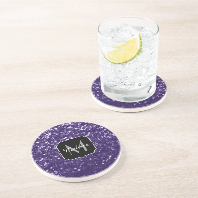 Dessous De Verre En Grès Parties scintillant violet foncé ultra violet scin (Côté)