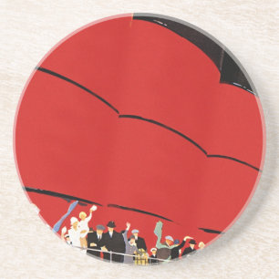 Dessous De Verre En Grès Passagers d'un paquebot vintage faisant au revoir