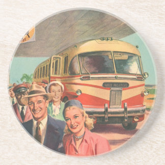 Dessous De Verre En Grès Passagers vintage en vacances à la gare routière