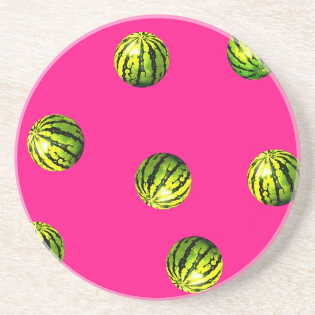 Dessous De Verre En Grès pastèque rose motif (Devant)