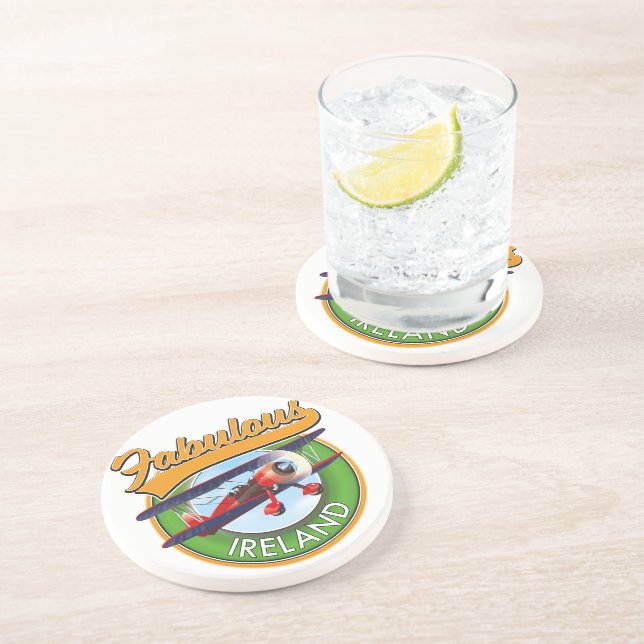 Dessous De Verre En Grès patch de voyage en Irlande fabuleux. (Côté)