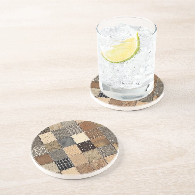 Dessous De Verre En Grès Patchwork rustique (Côté)