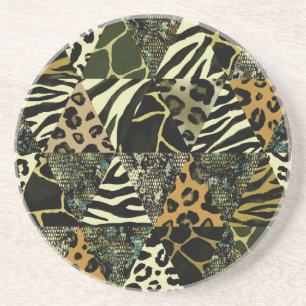 Dessous De Verre En Grès Patchwork Safari : Poster de animal aquarelle.