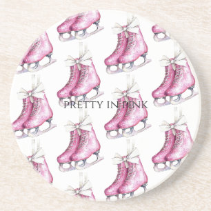 Dessous De Verre En Grès Patins de glace rose