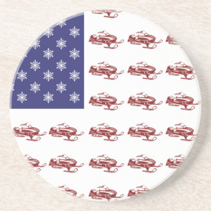 Dessous De Verre En Grès Patriotic Snowmobiling