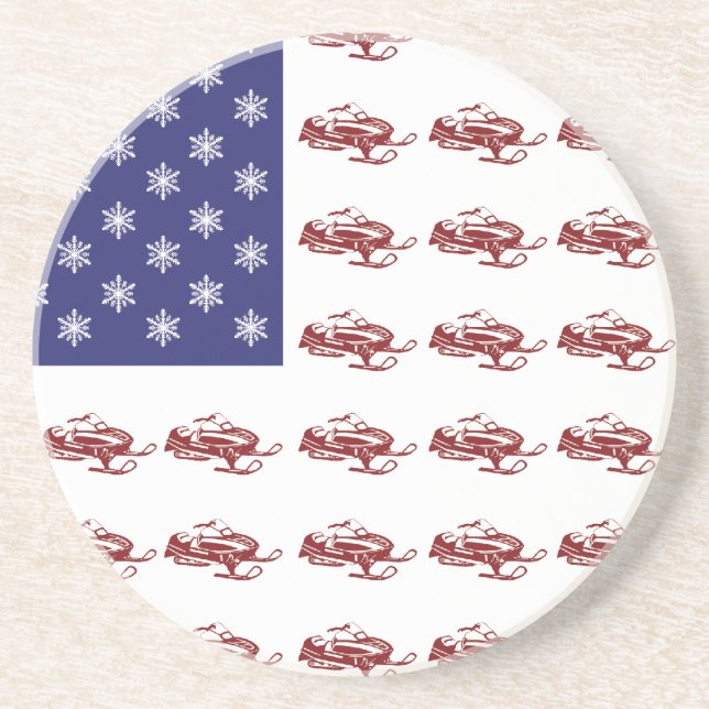 Dessous De Verre En Grès Patriotic Snowmobiling (Devant)