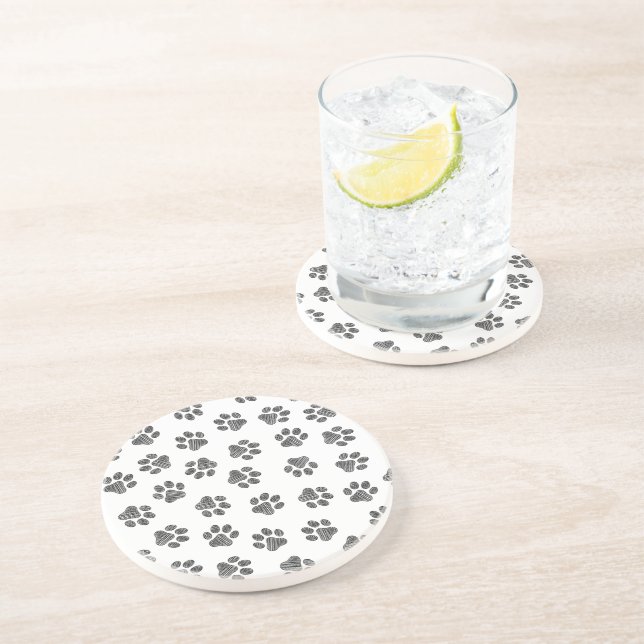 Dessous De Verre En Grès Patrouilles de Doodle, Paws de Chien, Paws Noirs (Côté)