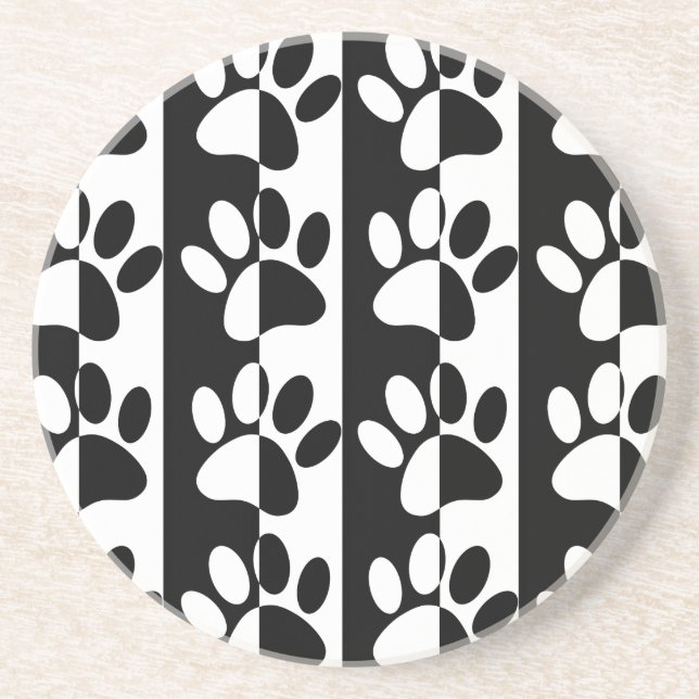 Dessous De Verre En Grès Patrouilles Et Rayures De Chien Noir Et Blanc (Devant)