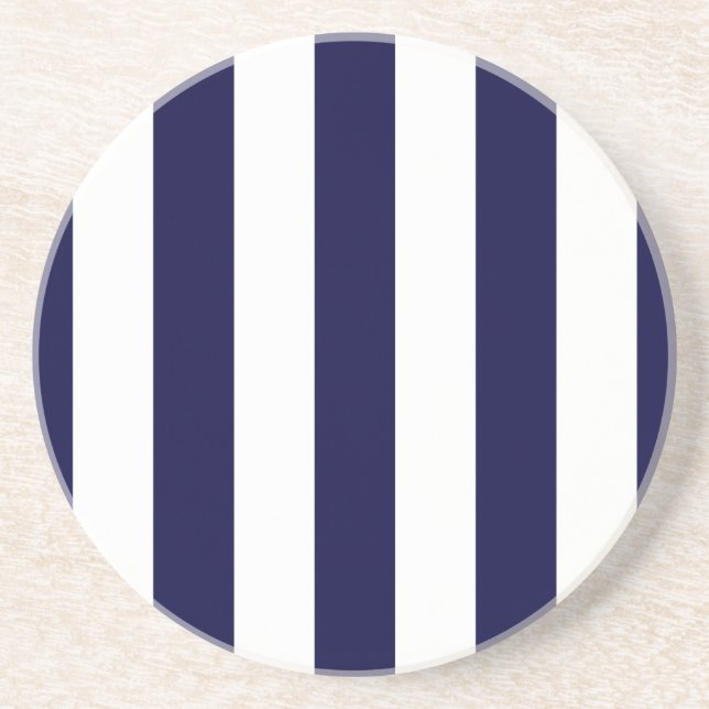 Dessous De Verre En Grès Patters de Navy Blue and White Extra Large Stripe (Devant)