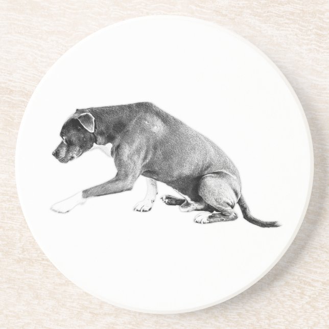 Dessous De Verre En Grès Paw Forward (Paw Forward) : Mélange Pitbulle Mini- (Devant)