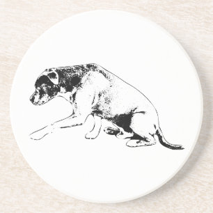 Dessous De Verre En Grès Pawshake de profil latéral : Mélange de Pitbull