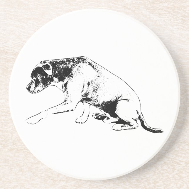 Dessous De Verre En Grès Pawshake de profil latéral : Mélange de Pitbull (Devant)