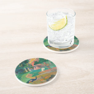 Dessous De Verre En Grès Paysage de Paul Gauguin Matamoe avec Peacocks