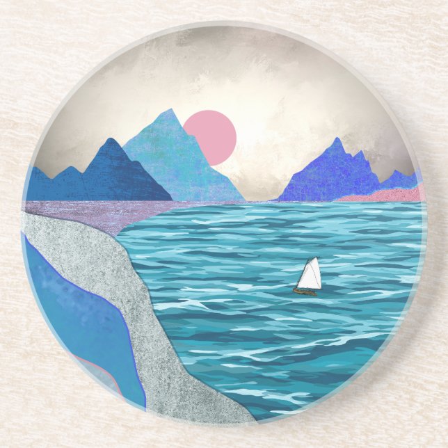 Dessous De Verre En Grès Paysage de Sailboat Cove (Devant)