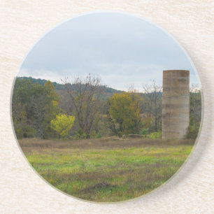 Dessous De Verre En Grès Paysage de silo de campagne