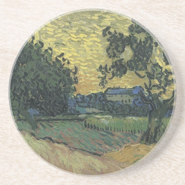 Dessous De Verre En Grès Paysage de Van Gogh au crépuscule (Devant)