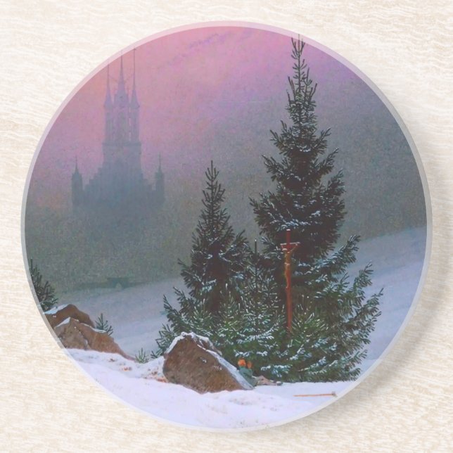 Dessous De Verre En Grès Paysage d'hiver Caspar David Friedrich (Devant)