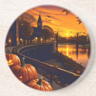 Dessous De Verre En Grès Paysage Halloween Deux