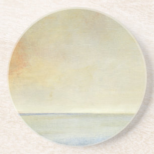 Dessous De Verre En Grès Paysage marin avec le coucher du soleil orange