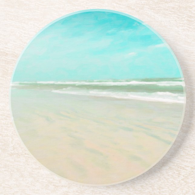 Dessous De Verre En Grès Paysage marin de Sky Beach Turquoise (Devant)