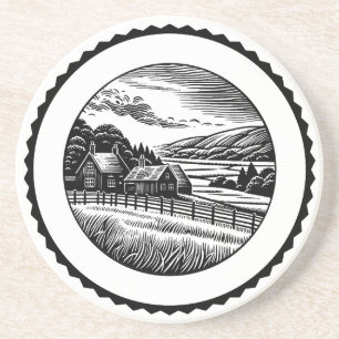 Dessous De Verre En Grès Paysage rural 03