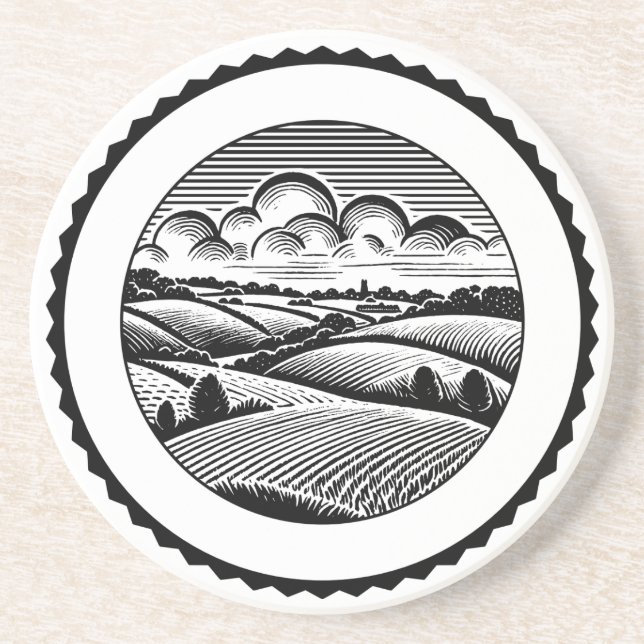 Dessous De Verre En Grès Paysage rural 04 (Devant)