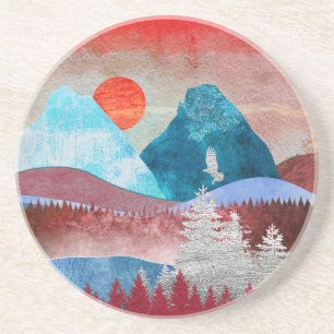 Dessous De Verre En Grès Paysage Silver Eagle