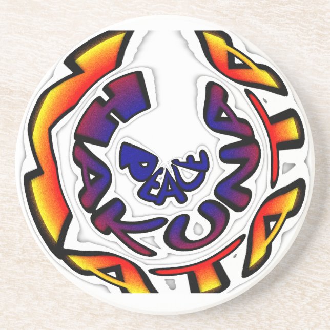 Dessous De Verre En Grès "Peace Hakuna Matata" (Devant)