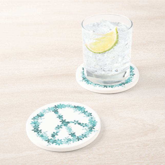 Dessous De Verre En Grès Peace symbol flower power (Côté)