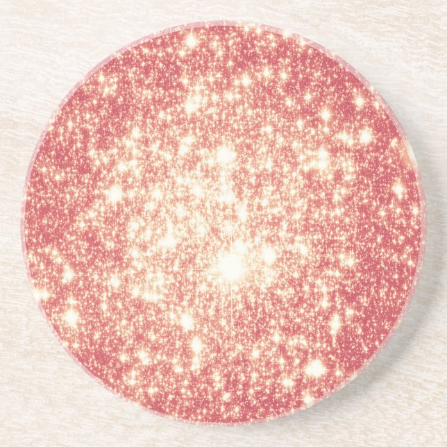 Dessous De Verre En Grès Peach Champagne Stars (Devant)