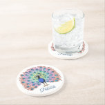 Dessous De Verre En Grès Peacock coloré personnalisé<br><div class="desc">Paon coloré personnalisé</div>