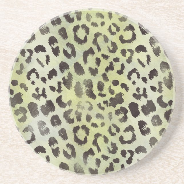 Dessous De Verre En Grès Peau de léopard en vert citron mandarine (Devant)