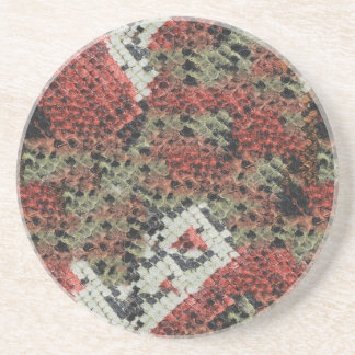 Dessous De Verre En Grès Peau de serpent de corail rouge et noir