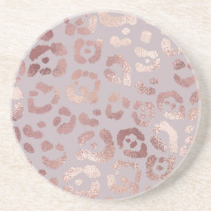 Dessous De Verre En Grès Peau léopard : élégance or rose.