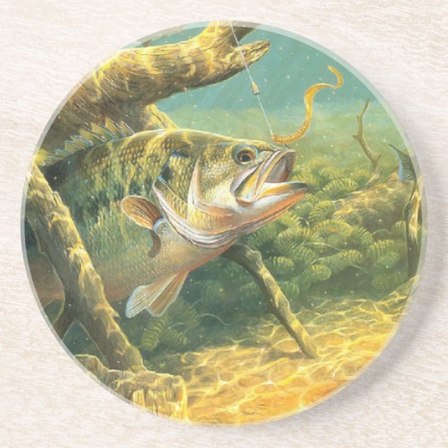 Dessous De Verre En Grès pêche au bar (Devant)