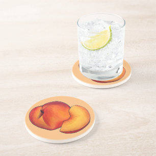 Dessous De Verre En Grès Pêche D'Été Juicy Ripe Pêche Fruit De Pierre