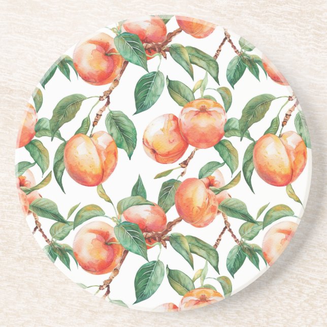 Dessous De Verre En Grès Pêches Fruit (Devant)