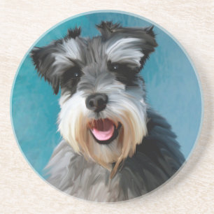 Dessous De Verre En Grès Peinture à l'aquarelle de Schnauzer Nain