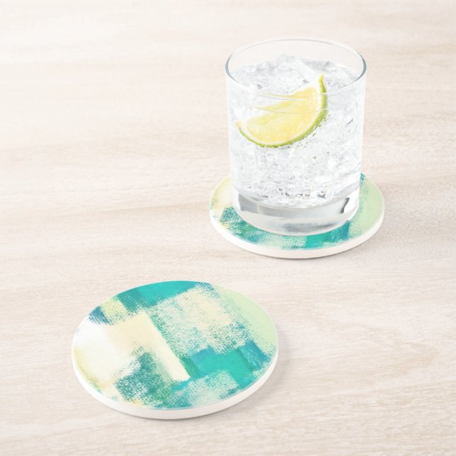 Dessous De Verre En Grès Peinture Abstraite | Couleurs Dynamiques (Côté)