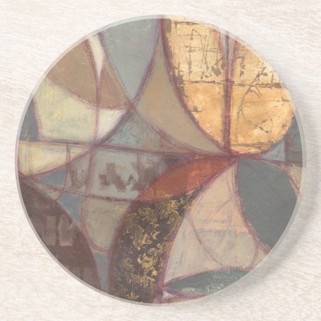 Dessous De Verre En Grès Peinture Abstraite de feuilles florales par Norman (Devant)