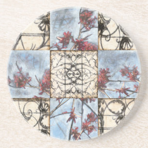 Dessous De Verre En Grès Peinture abstraite lambrissée de Scrollwork