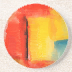 Dessous De Verre En Grès Peinture Abstraite rouge moderne