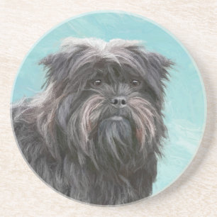 Dessous De Verre En Grès Peinture Affenpinscher - Joli art original chien