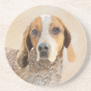 Dessous De Verre En Grès Peinture américaine anglaise sur pilon - Chien Art