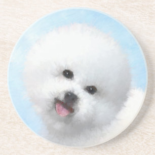 Dessous De Verre En Grès Peinture Bichon Frise - Cute Original Chien Art